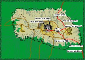 Kilimanjaro Map Rongai 6 Days Itinerary